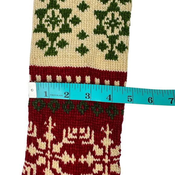 Knit Christmas Deer Snowflake Green Red Cream Color Block Long Stockings Bundle - Picture 9 of 9